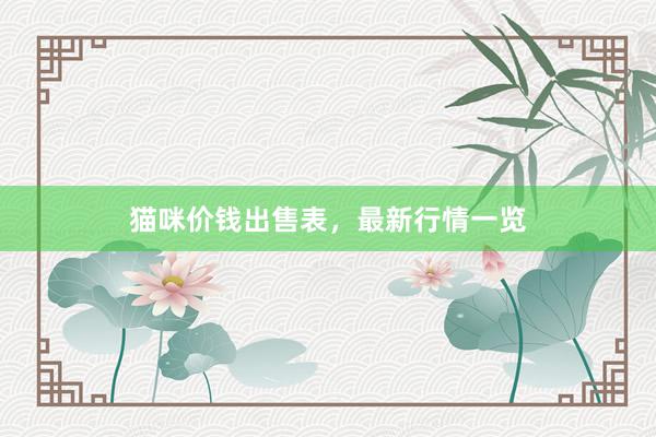 猫咪价钱出售表,最新行情一览